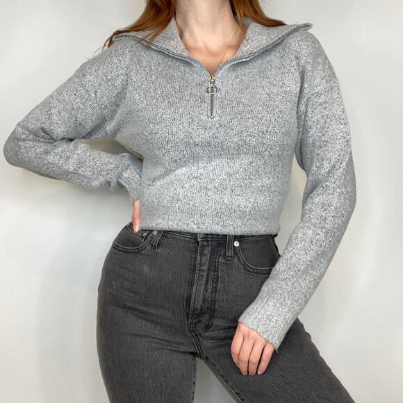 Love by Design EUC Large Gray Half ZIP Chunky Knit Sweater - Picture 3 of 10